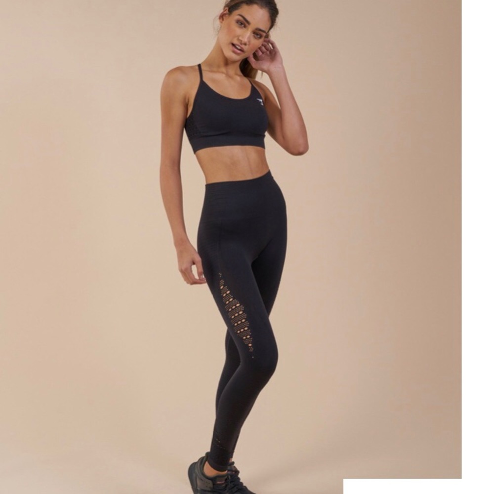 Gymshark Black Seamless Leggings (faded logo)
